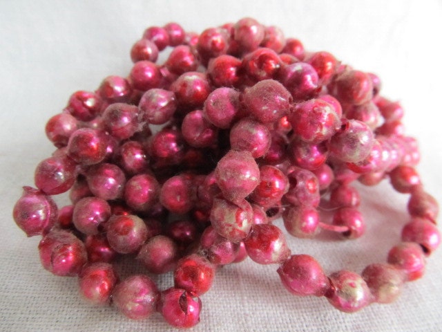 Vintage 1940's Red Mercury Glass Garland, 7 Feet 5 Inches
