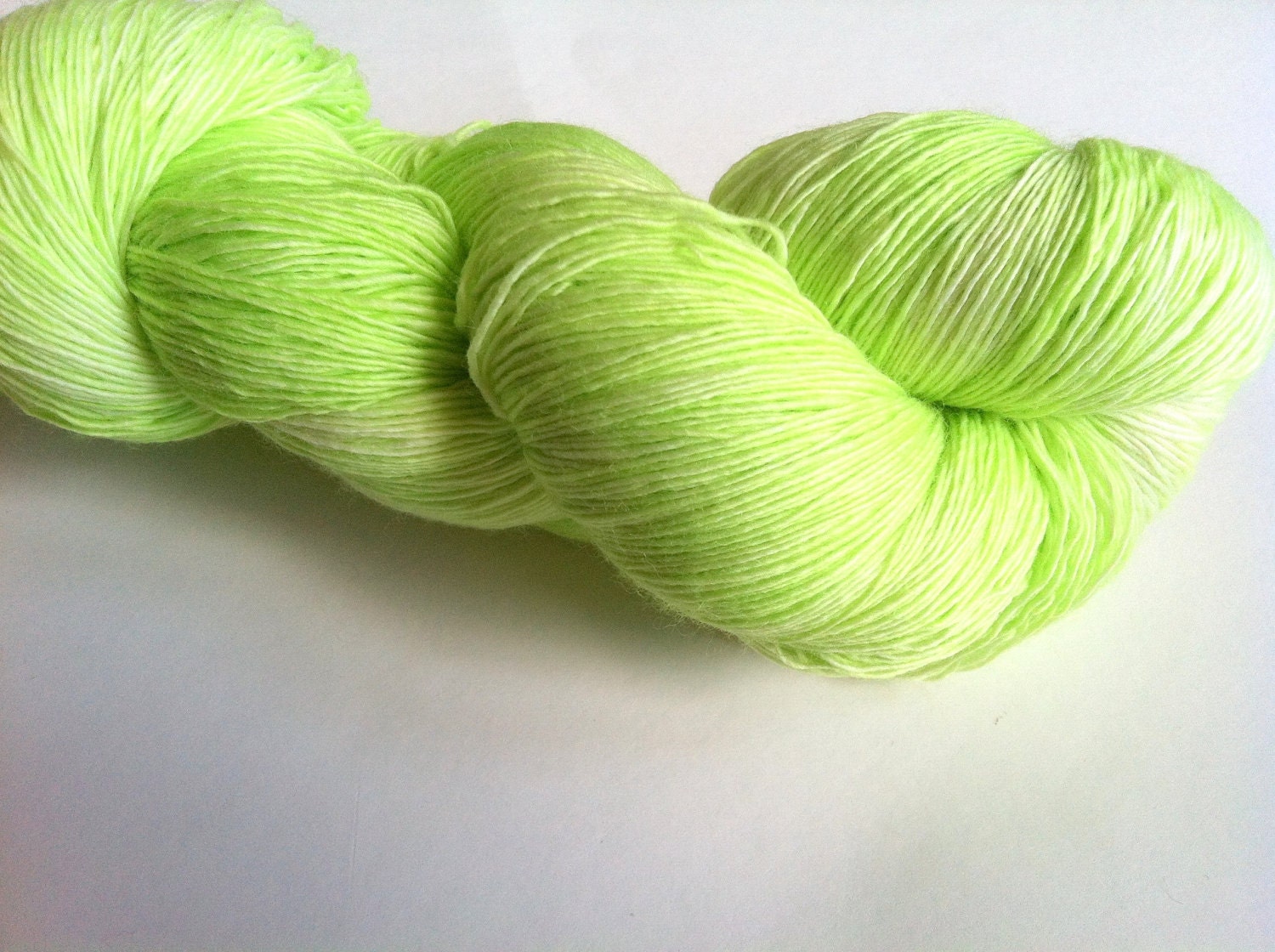 More Bright Ideas Hand Dyed 100 PERCENT Superwash Heavy Lace Weight knitting or crochet yarn Light Highlighter Yellow