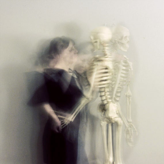 Fine Art Photography, Skeleton Portrait, The Dance,  Black and White, 5x5 Print, Figure Photograph, Surreal Portrait