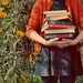 Retro Schoolgirl Books Photograph, September, 5x7 School Girl Print, Vintage Tones