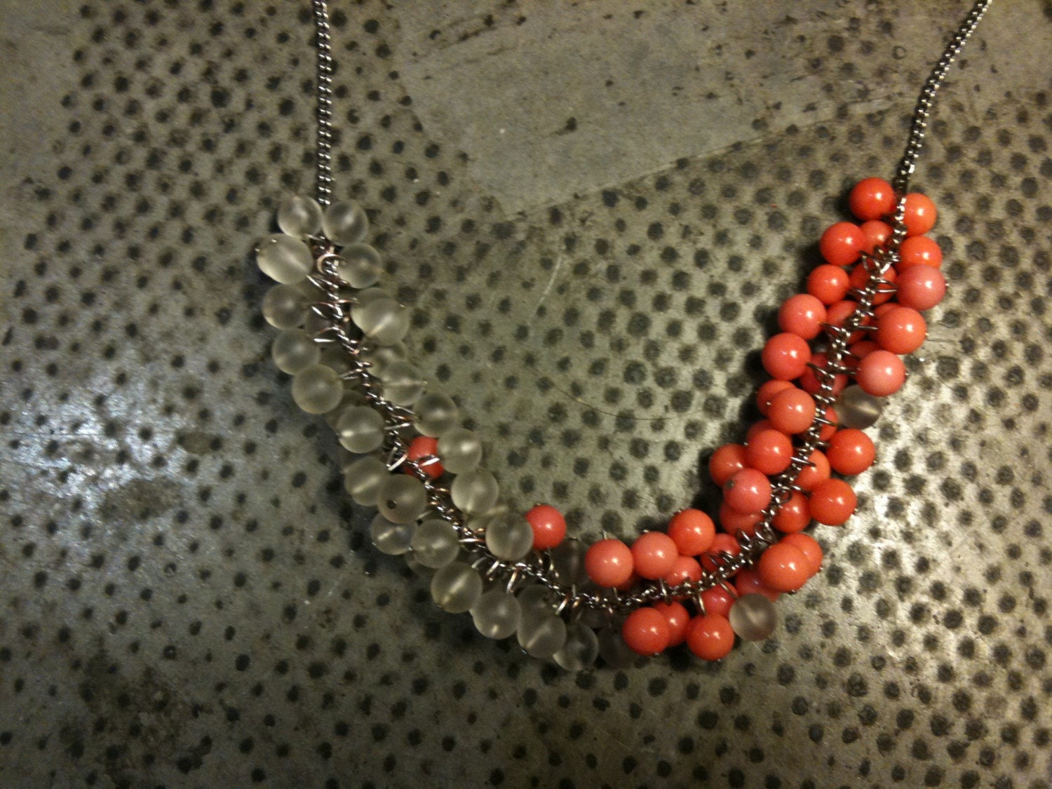 Coral and frosted glass necklace
