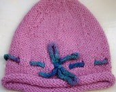 Baby hat alpaca silk luxury pink knit