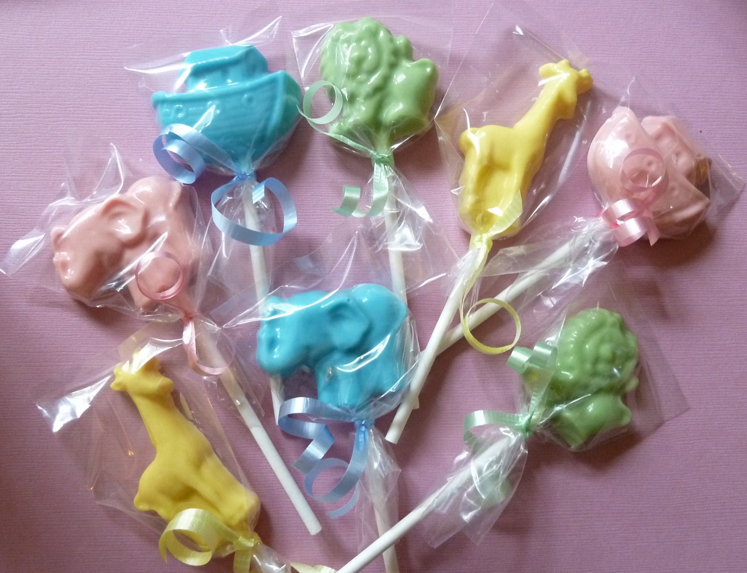 35 Noah's Ark Chocolate  Lollipop Baby Shower Favors