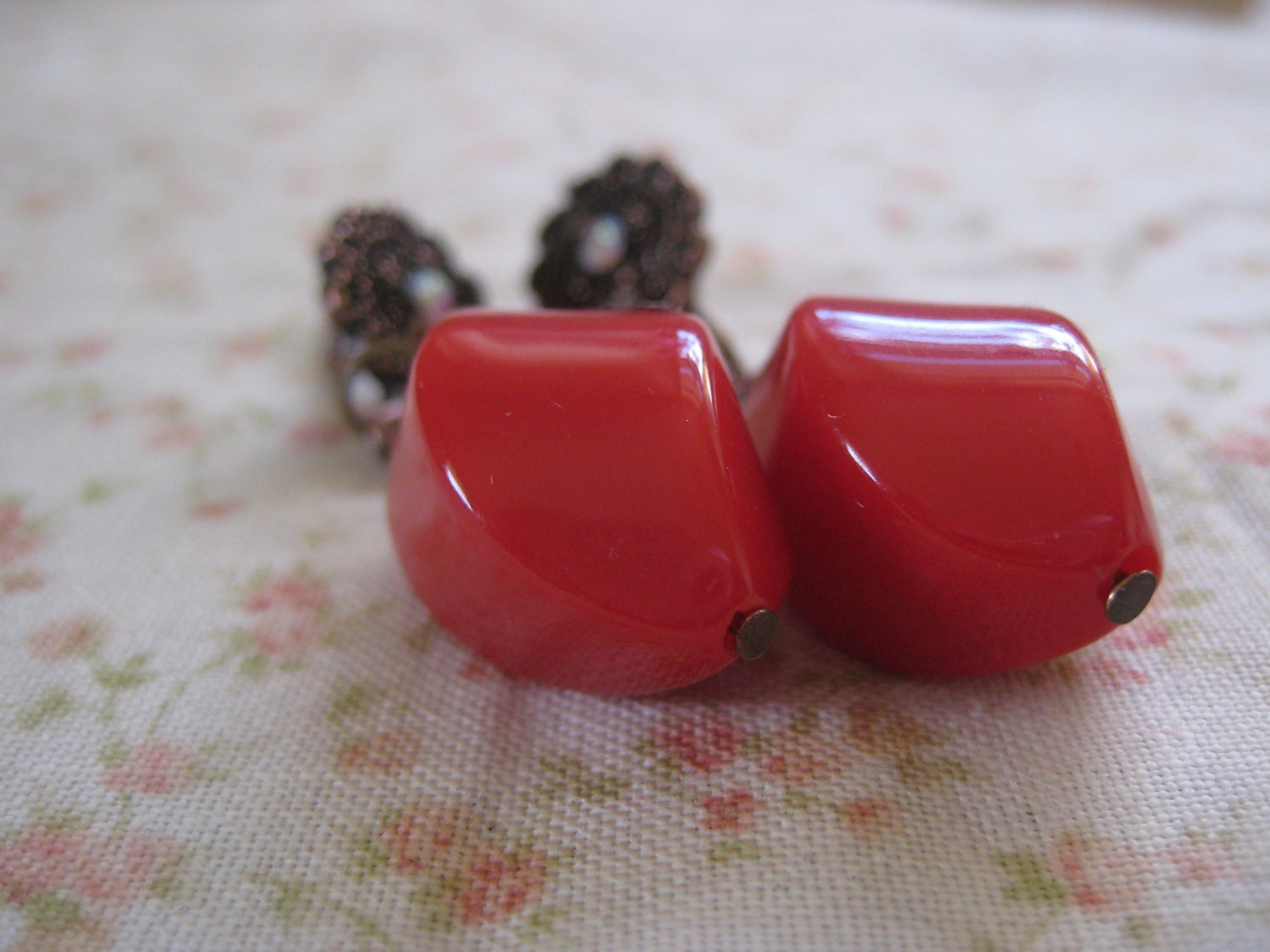 Red Shabby Chic Earrings