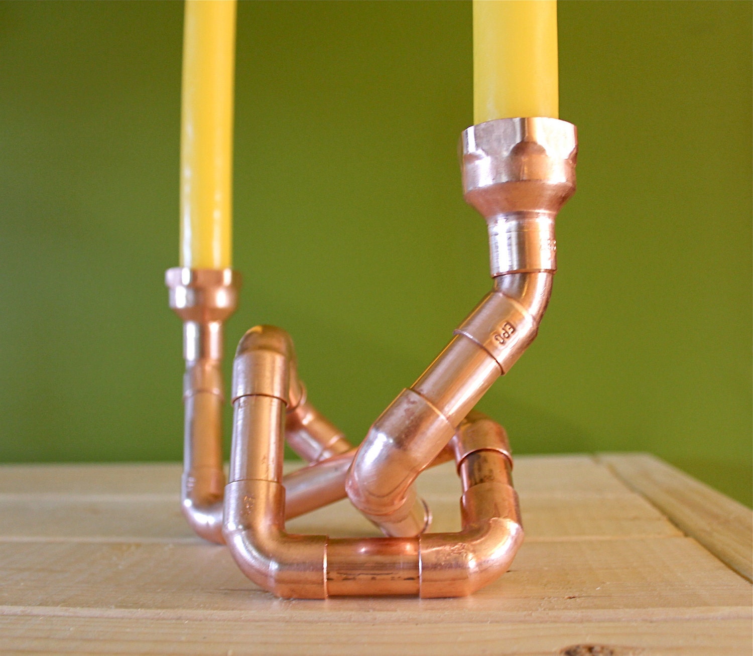 Industrial Copper Candle Holder Candelabra Candlestick