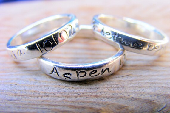 For Brian only - Sterling Silver Stacking Ring, Mothers Ring, Engraved Ring, Memory Ring, Childrens Name Ring- ONE ring only