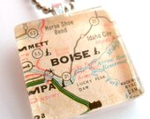 Glass Tile Map Necklace - Boise