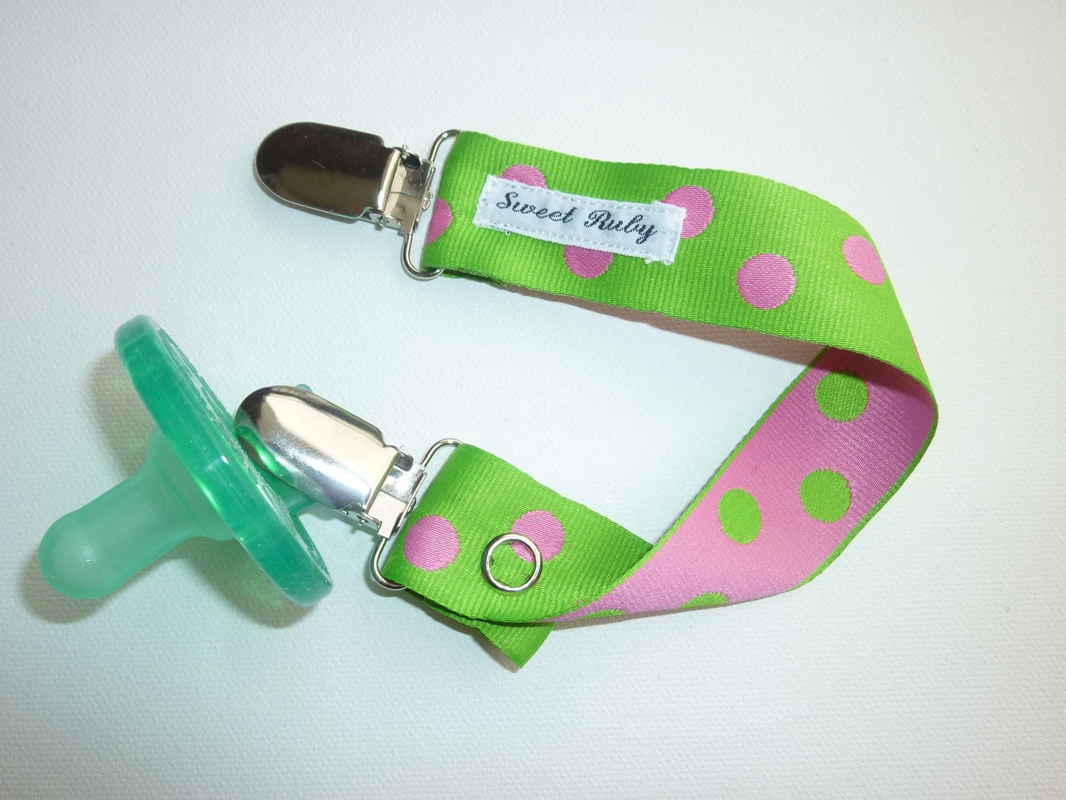 Watermelon Dot Binky Clip
