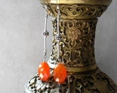 Carnelian and Sterling Silver Earrings- Long, Elegant Carnelian Dangle Earrings