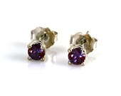 14K Alexandrite Studs Earrings 4mm Alexandrite Earrings 14K White or Yellow Gold Studs June Birthstone Earrings