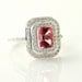 14K Pink Topaz Ring Double Diamond Halo Engagement Ring 14K 18K White Yellow Rose Gold Platinum Palladium Bridal Jewelry