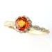 Reserved 14K Orange Sapphire Ring with Diamond Halo Custom Bridal Jewelry
