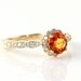 Reserved 14K Orange Sapphire Ring with Diamond Halo Custom Bridal Jewelry