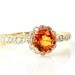 Reserved 14K Orange Sapphire Ring with Diamond Halo Custom Bridal Jewelry