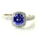 14K Tanzanite Ring Tanzanite Engagement Ring Diamond Halo Setting 18K Gold Platinum Palladium Custom Bridal Jewelry
