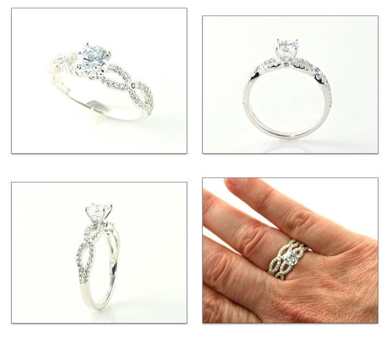 14K Diamond Semi Mount Wedding Set Engagement Ring Wedding Band 14K White Yellow Rose Gold Platinum Palladium Bridal Jewelry