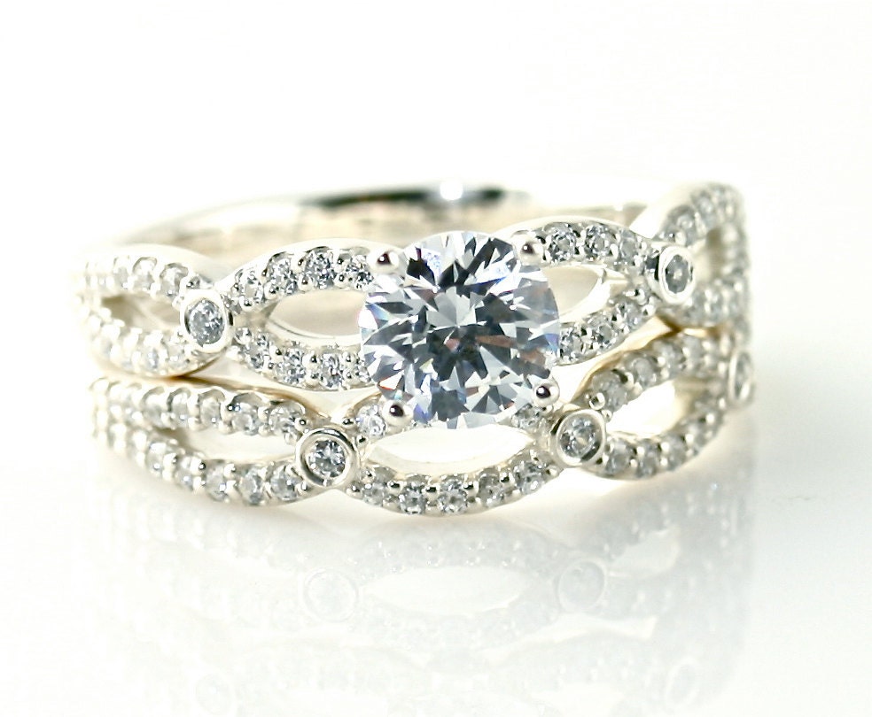 14K Diamond Semi Mount Wedding Set Engagement Ring Wedding Band 14K White Yellow Rose Gold Platinum Palladium Bridal Jewelry