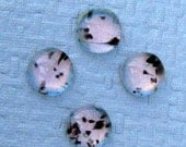 Dichroic Cabochons, Fused Glass Cabochons, Four Black White Cabochons