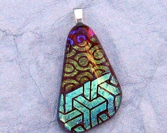 Fused Glass Pendant, Purple Dichroic Pendant, Dichroic Jewelry