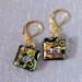 Gold Dichroic Earrings, Fused Glass Jewelry, Dichroic Glass Jewelry,