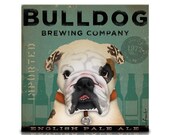 English Bulldog Brewing Company original graphic illustration art on canvas 12 x 12 x 1.5