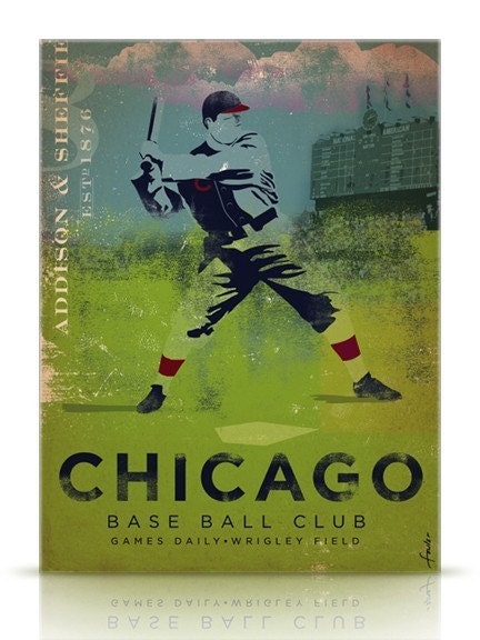 Wrigley Field Chicago Base Ball Club original art on No. 1 of 4 measures 18 x 24 x 1.5 by stephen fowler