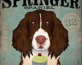 Springer Spaniel Cupcake Company original artwork graphic on canvas 12 x 12 by gemini studio