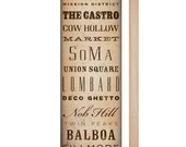 San Francisco neighborhoods typography graphic art on canvas 10 x 30  x 1.5 by gemini studio