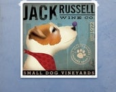 Jack Russell Wine Company original graphic illustration giclee archival signed 8 x 8 artist's print