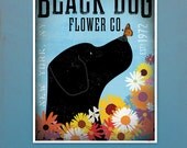 Labrador retriever flower company original graphic illustration giclee archival print 9.5 x 11 by stephen fowler