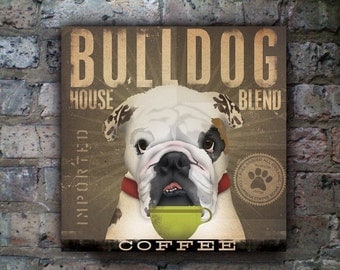 English Bulldog Coffee Company original graphic art on canvas 12 x 12 x 1.5 by fowler