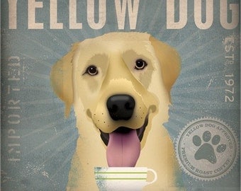 Yellow Dog Labrador Coffee Company original graphic art on canvas 12 x 12 x 1.5 gemini studio