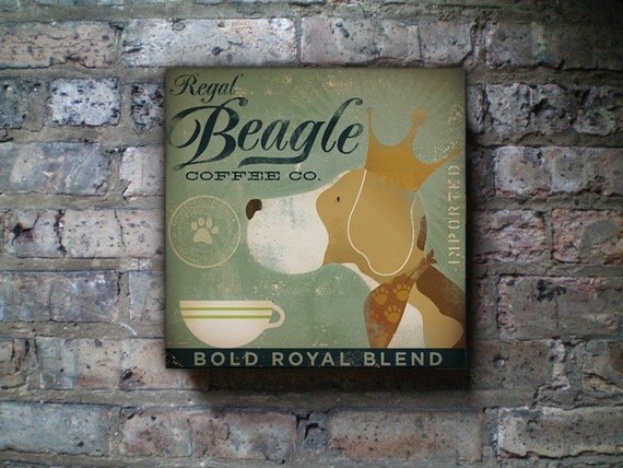 Regal Beagle Coffee company vintage style graphic artwork on canvas original