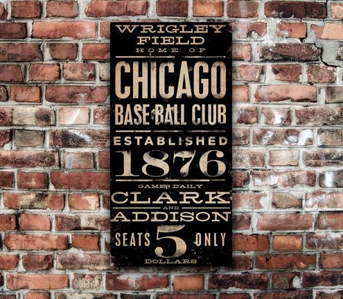 WRIGLEY FIELD chicago baseball typography graphic art on canvas 18 x 36 by stephen fowler