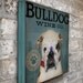 English Bulldog Winery illustration original graphic art on canvas 12 x 12 by stephen fowler