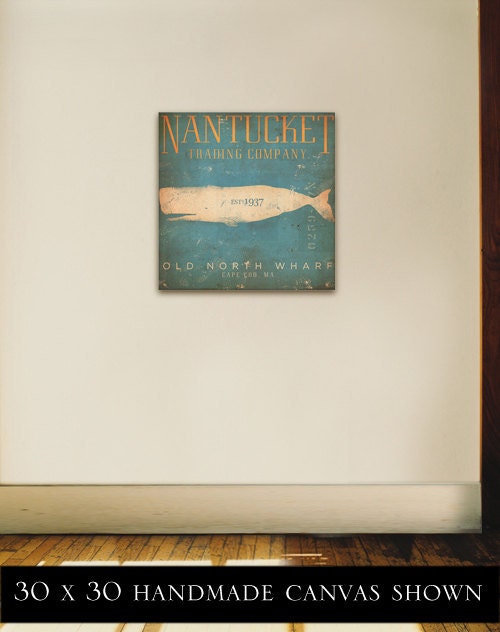 Nantucket Trading Company Whale original graphic art on canvas 12 x 12 by stephen fowler