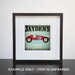 Children's Art racing team race car original illustration giclee archival print 12 x 12 customize it