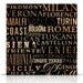 ITALY cities and regions original typography on canvas artwork 12 x 12 by stephen fowler