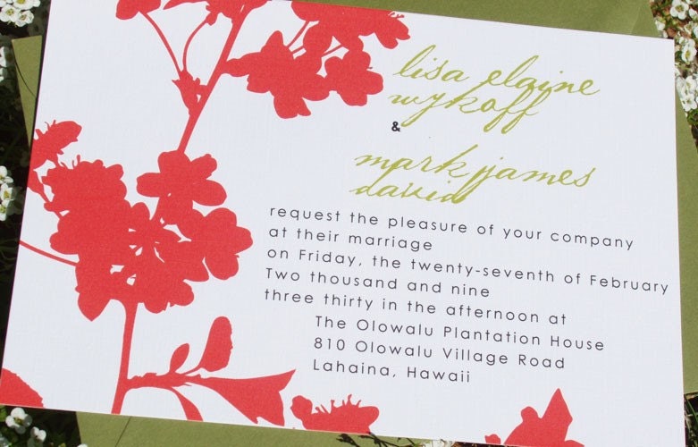 Modern Wedding Invitations, Flower "Lisette" Sample for a Garden Wedding