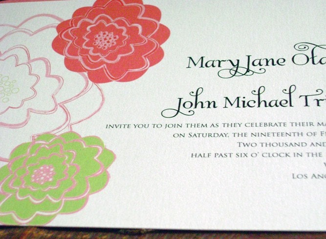 Blossoms Flower Wedding Invitations  "Zoie" Sample