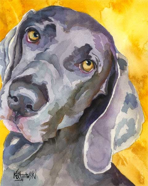 Weimaraner Art Print of Original Watercolor Painting - 8x10