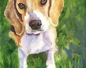 Beagle Art Print of Original Watercolor Painting - 11x14 Dog Art