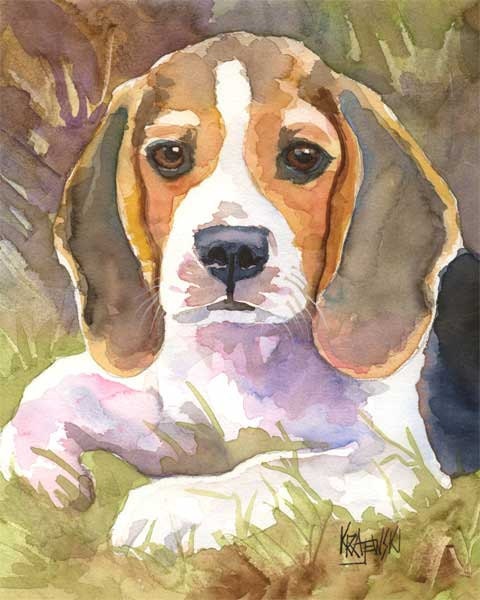 Beagle Art Print of Original Watercolor Painting - 8x10 Dog Art