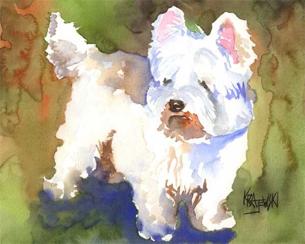 West Highland White Terrier Art Print of Original Watercolor Painting - 8x10