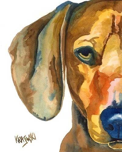 Dachshund Dog Art Print of Original Watercolor Painting - 8x10