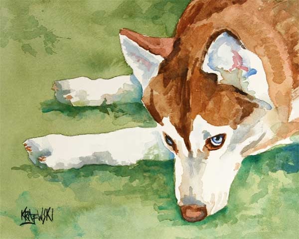 Siberian Husky Art Print of Original Watercolor Painting - 8x10