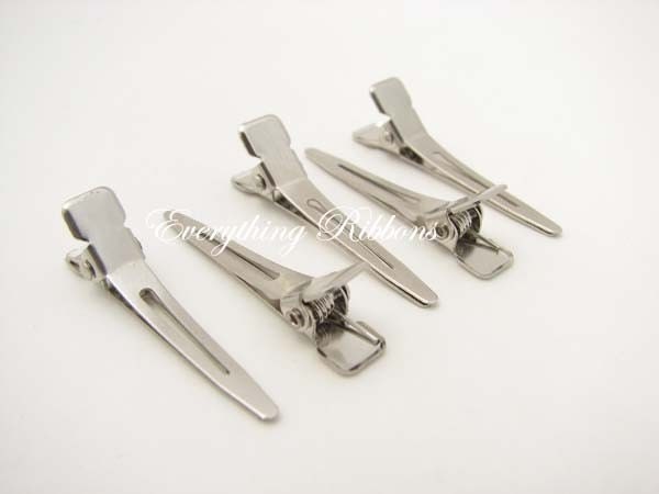 50 Mini Single Prong Alligator Hair Pinch Clips - 1 3/8 inches (35mm) for Clippies, Hair Bows and Korkers