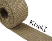 Cotton Webbing - Khaki - 1.25" Medium Heavy Weight for Key Fobs, Purse Straps, Belting - 10 PERCENT REFUND