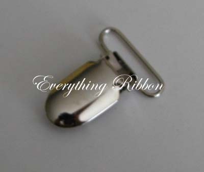 25 Metal 1 Inch Suspender Clips w/ Rectangle Insert (LEAD FREE) for Paci / Bib Holder Plus Inst