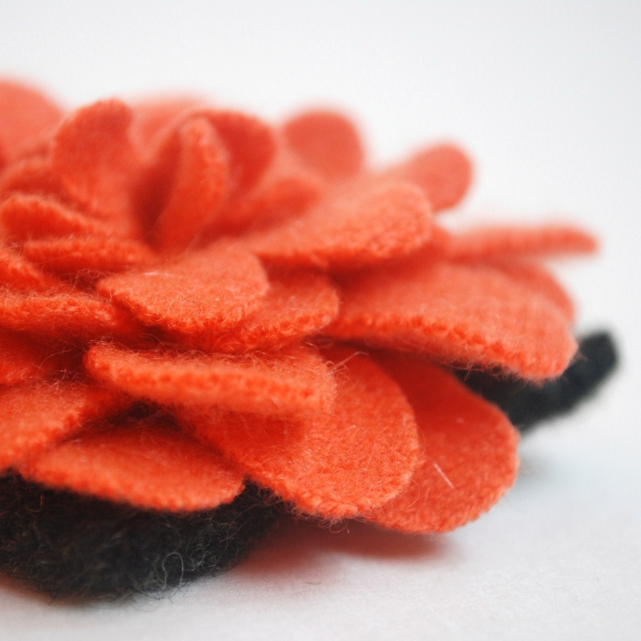 Cashmere Orange Camellia - Recycled Wool Flower Pin